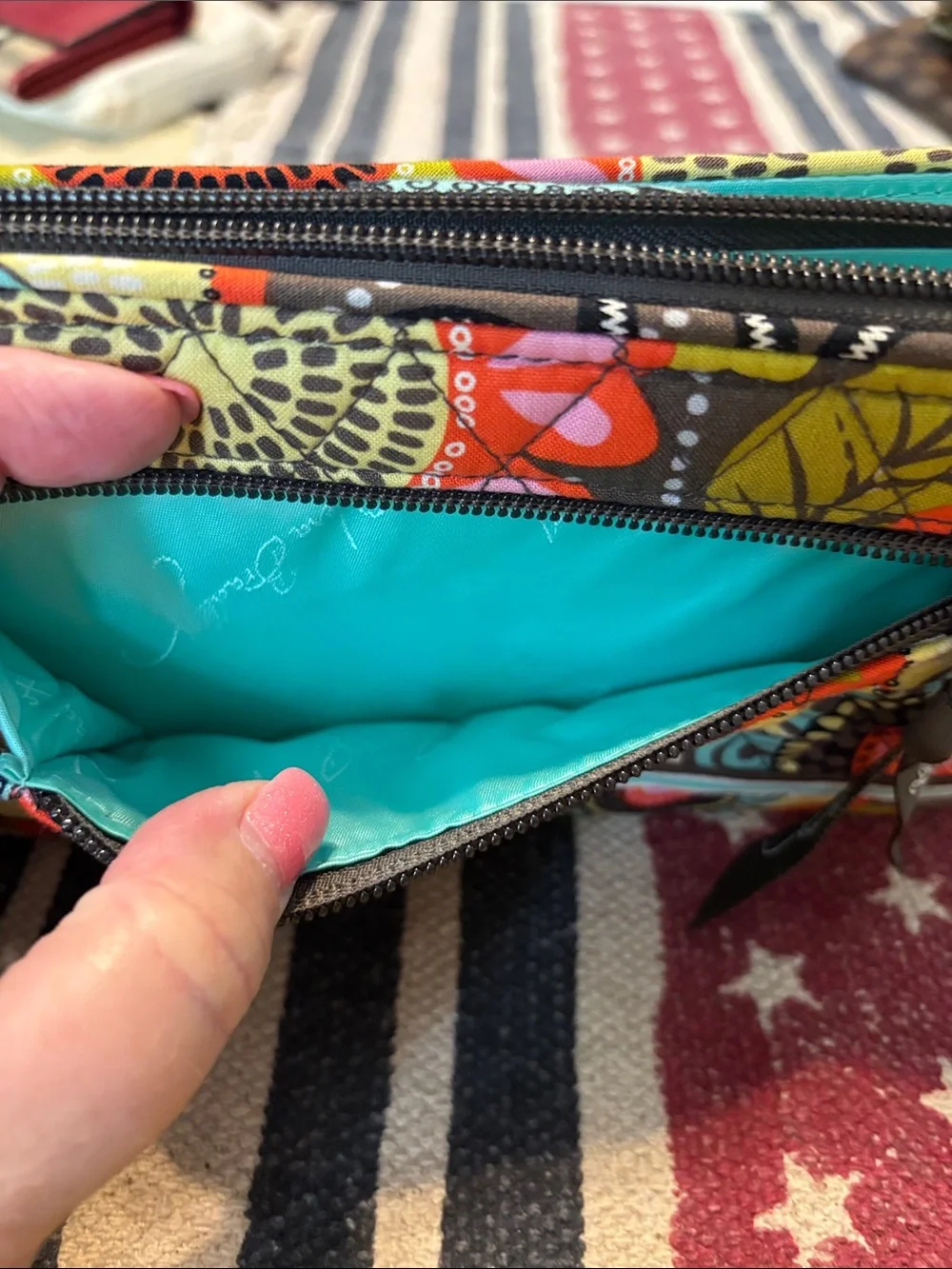 Vera Bradley Multicolor Floral Quilted Wallet with Turn-Lock